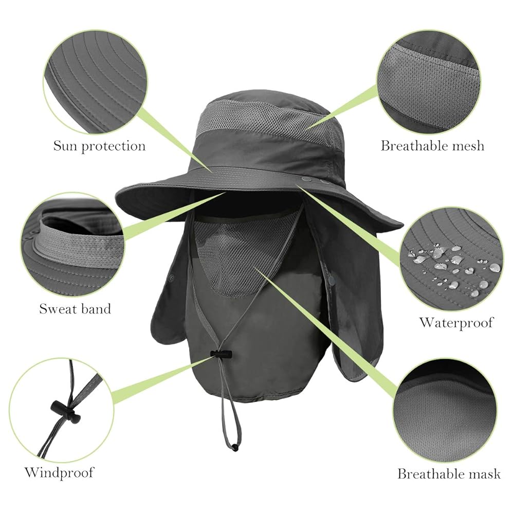 帽子 CREPE de CHINE LONG BRIM HAT ZEXIAN 2 Pieces Men's Wide Brim Fishing Hat Outdoor UPF 50+